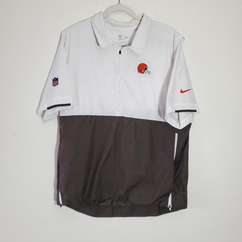 Nike NFL Cleveland Browns Sideline‎ Coaches Half-Zip Short Sleeve Jacket Large